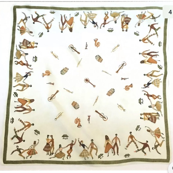 Vintage 1950's Scarf Musical Instruments & Dancers - Picture 4 of 7